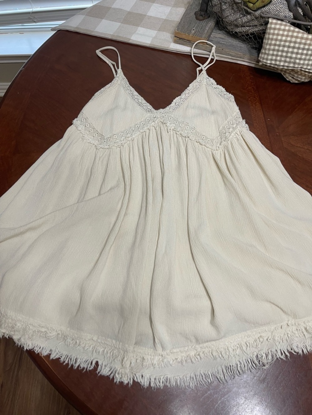 Mi Ami Ilene babydoll dress top crochet trim  boho